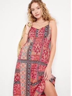 Old Navy Colorful Batik Print Midi Sun Dress -New!